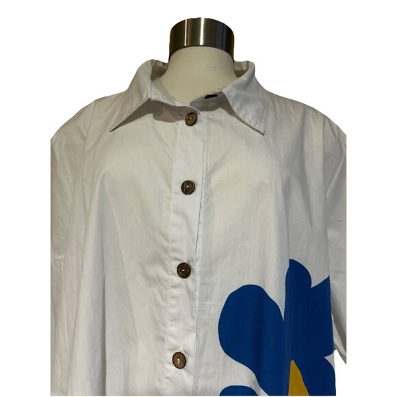 Art To Wear Cupcake International Floral Abstract L 100% Cotton Jacket Shirt - Picture 4 of 13